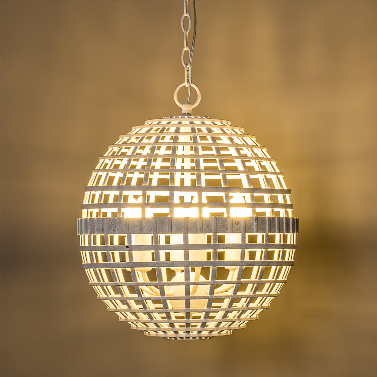Mill Globe Pendant Lamp - Woven Metal Strip Openwork Orb Light