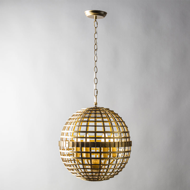 Mill Globe Pendant Lamp - Woven Metal Strip Openwork Orb Light