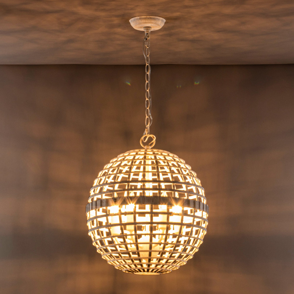 Mill Globe Pendant Lamp - Woven Metal Strip Openwork Orb Light