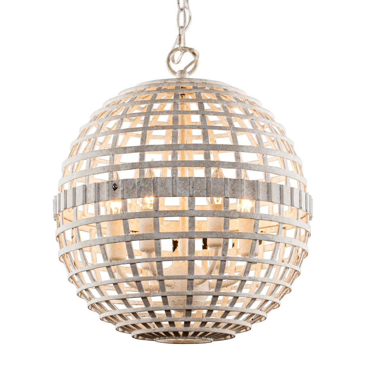 Mill Globe Pendant Lamp - Woven Metal Strip Openwork Orb Light