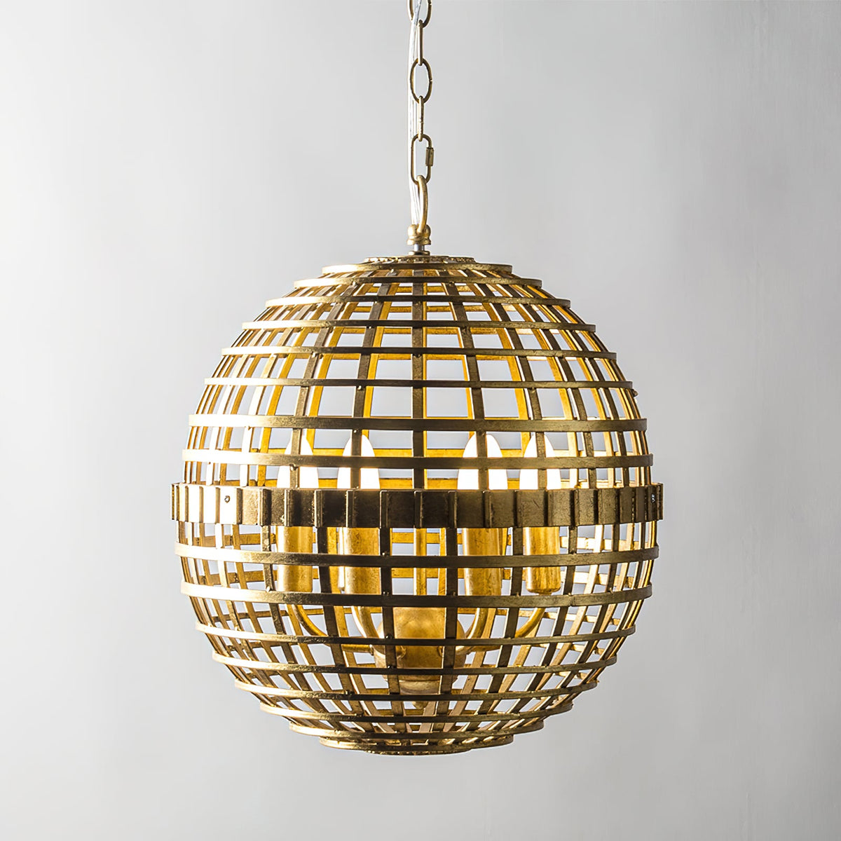 Mill Globe Pendant Lamp - Woven Metal Strip Openwork Orb Light