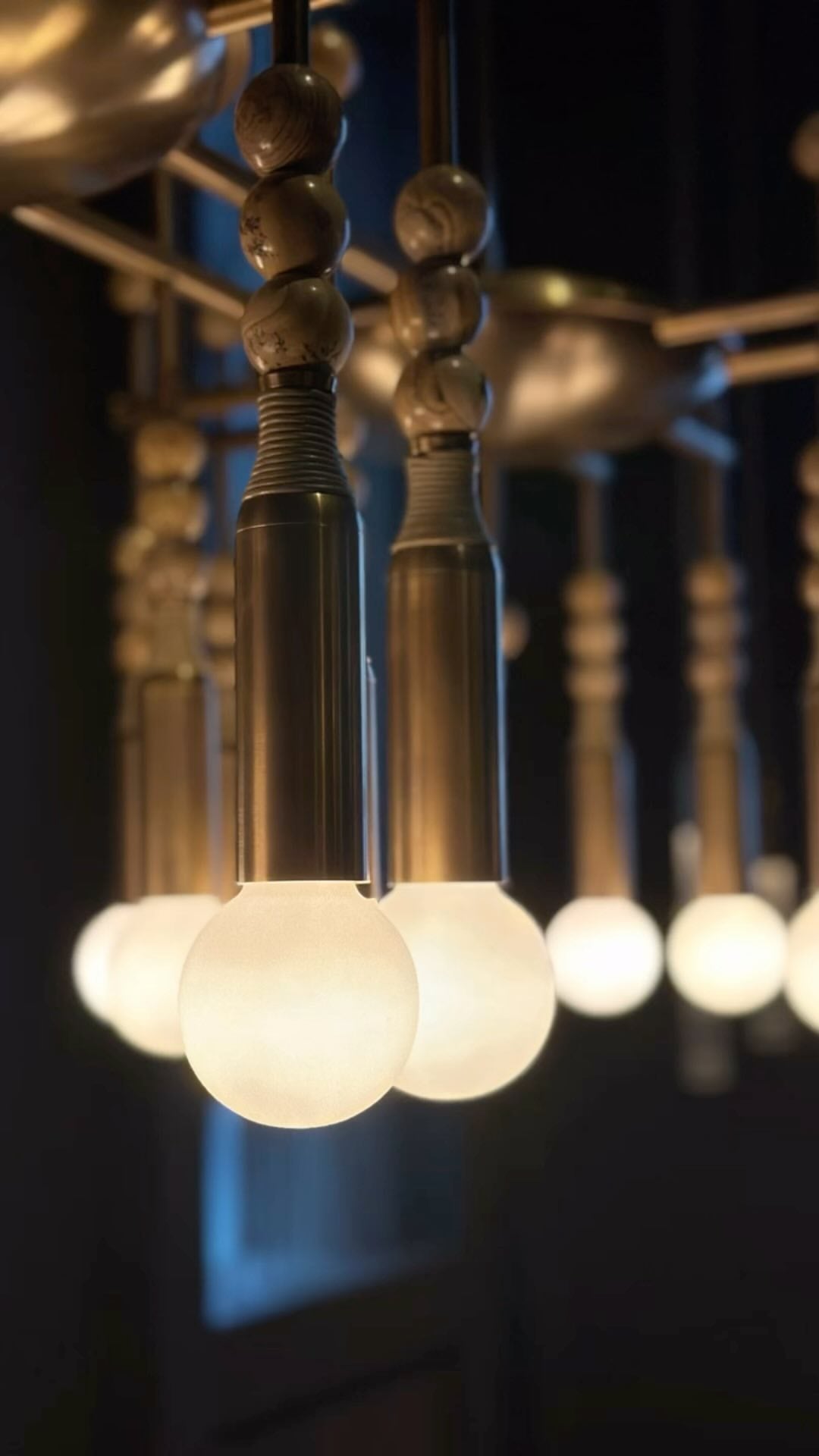 Millie Chandelier - Marble Beadwork & Leather-Bound Brass Pendant
