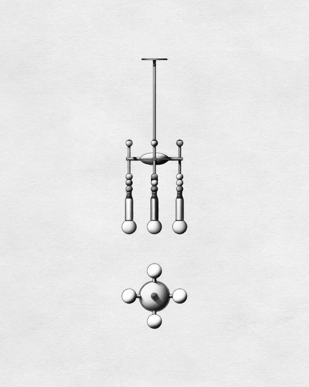 Millie Chandelier - Marble Beadwork & Leather-Bound Brass Pendant