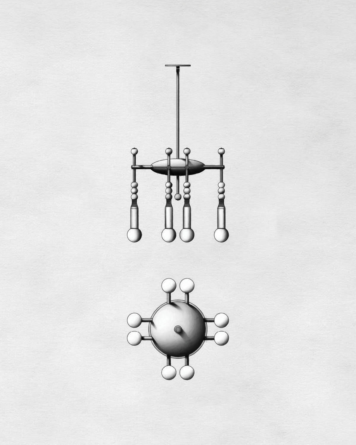 Millie Chandelier - Marble Beadwork & Leather-Bound Brass Pendant