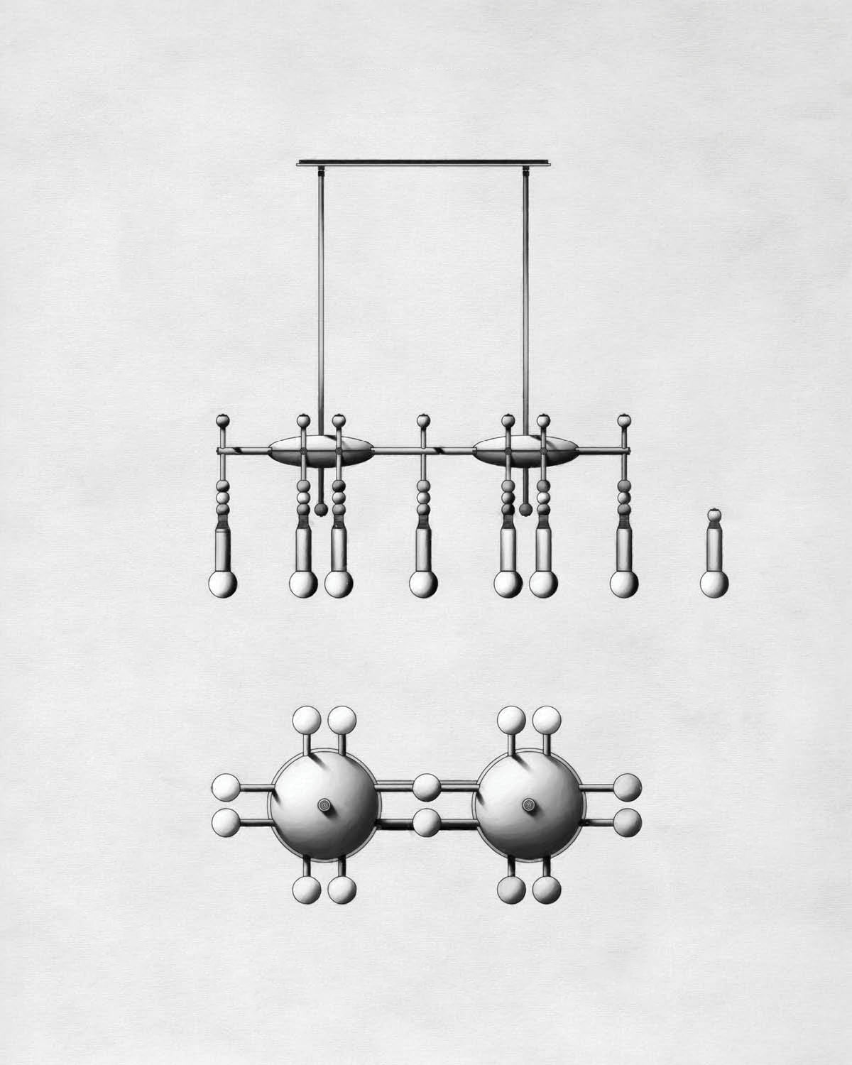 Millie Chandelier - Marble Beadwork & Leather-Bound Brass Pendant