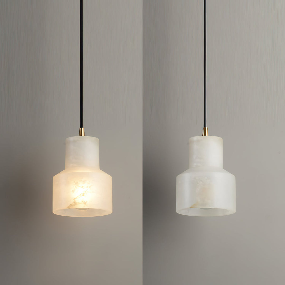 Millson Alabaster Pendant Light - Natural Stone Globe & Brass Fitting