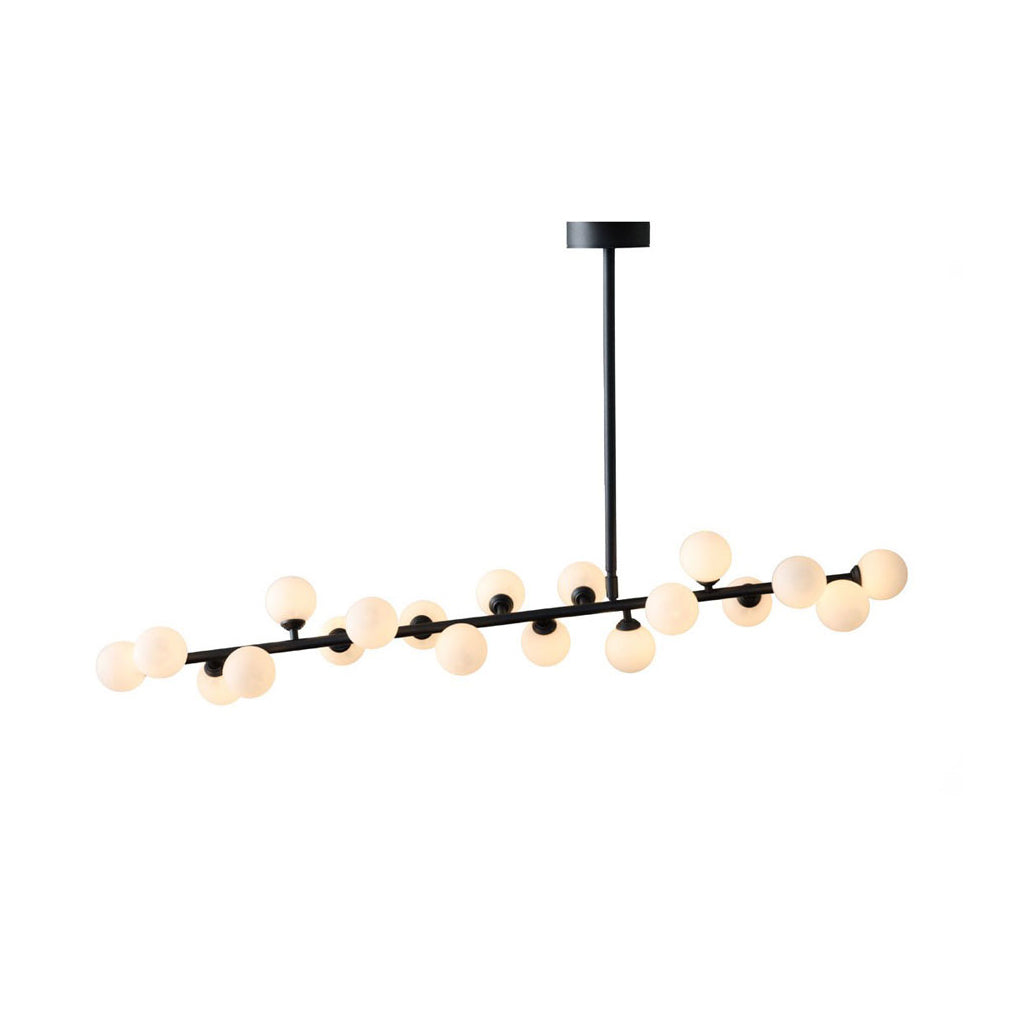 Mimosa Chandelier - Minimalist Asymmetrical Arm & Opal Glass Globe Pendant