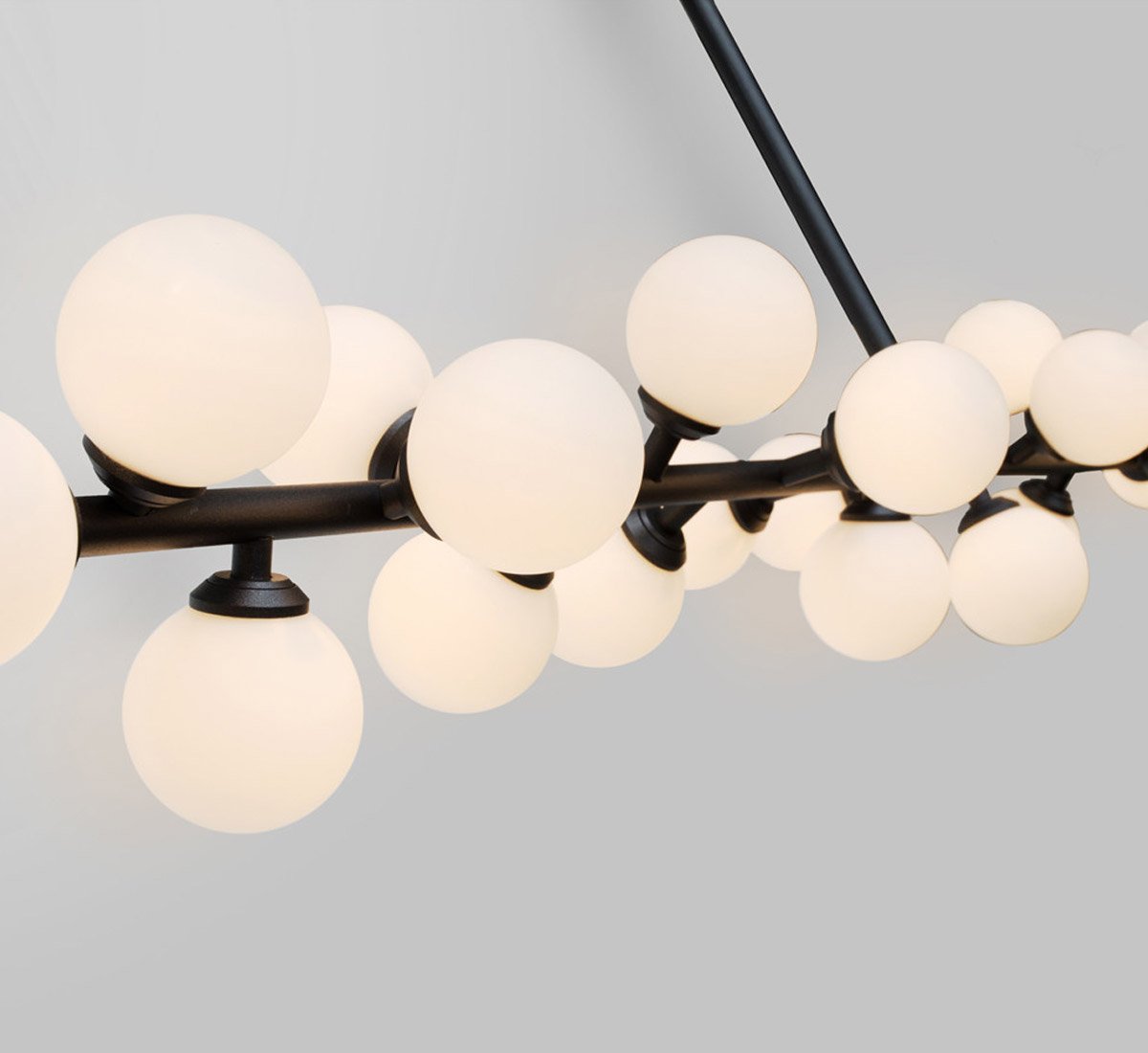 Mimosa Chandelier - Minimalist Asymmetrical Arm & Opal Glass Globe Pendant