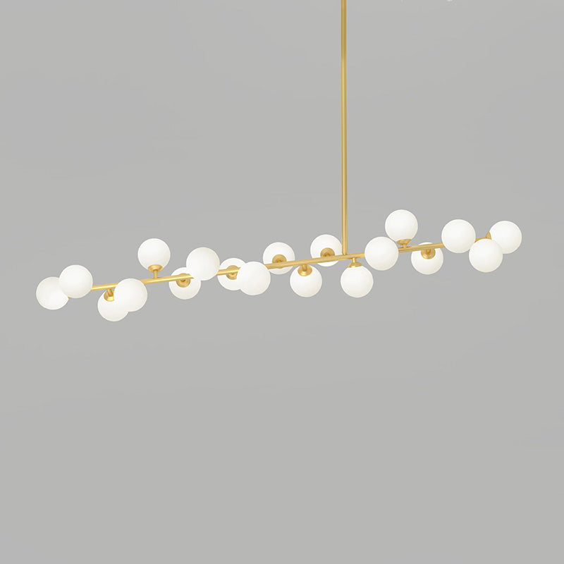 Mimosa Chandelier - Minimalist Asymmetrical Arm & Opal Glass Globe Pendant