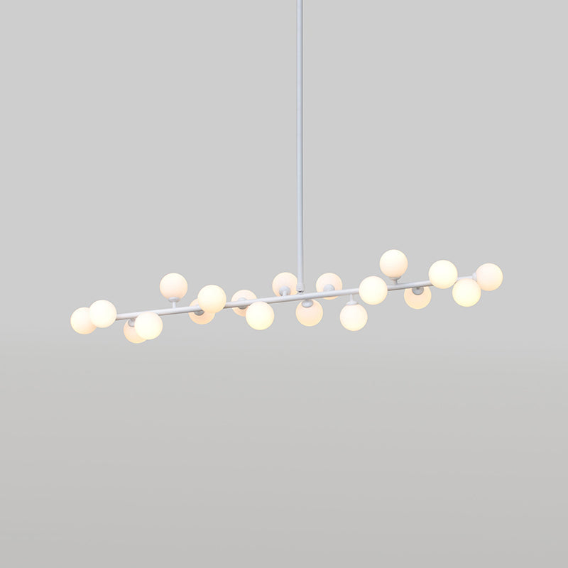 Mimosa Chandelier - Minimalist Asymmetrical Arm & Opal Glass Globe Pendant