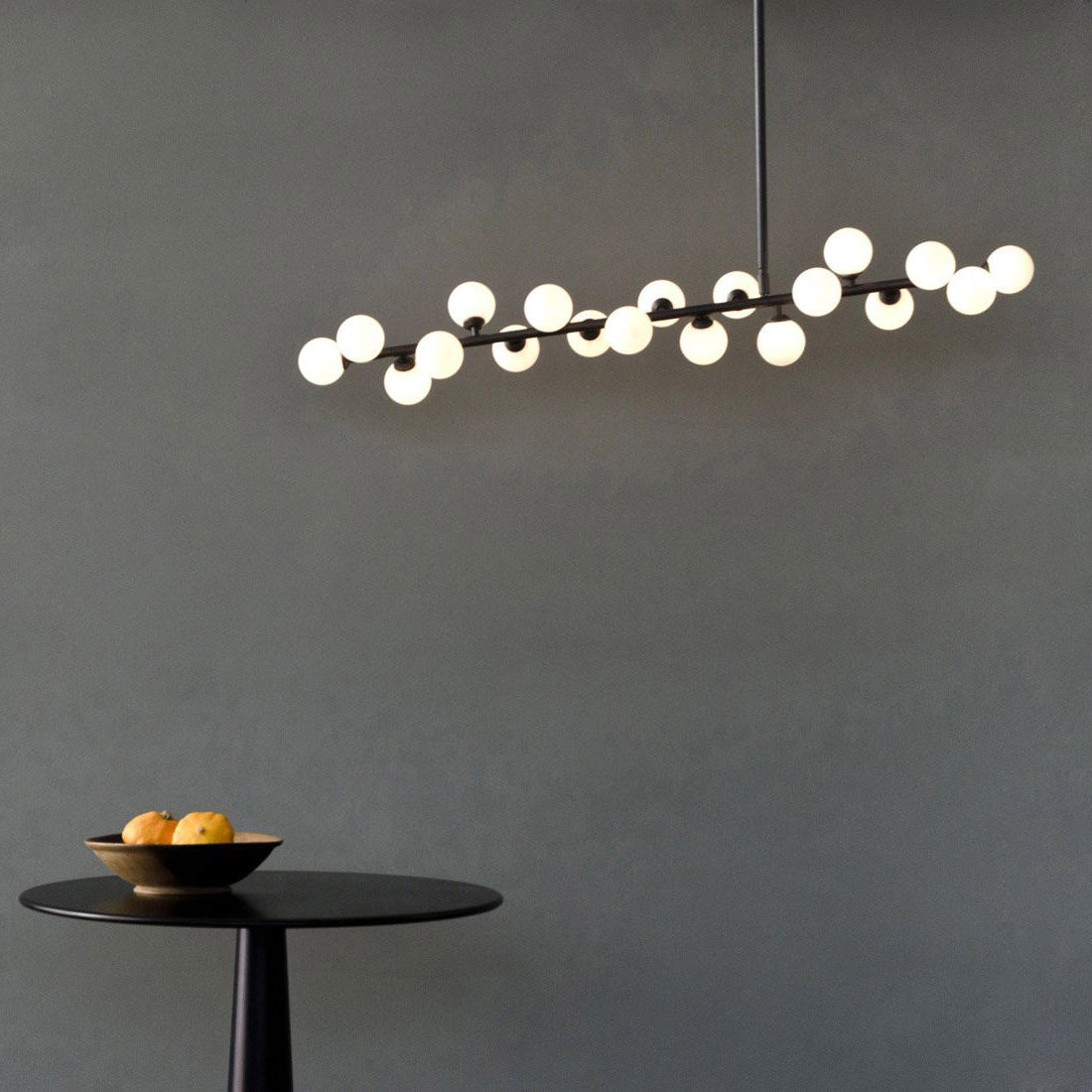 Mimosa Chandelier - Minimalist Asymmetrical Arm & Opal Glass Globe Pendant