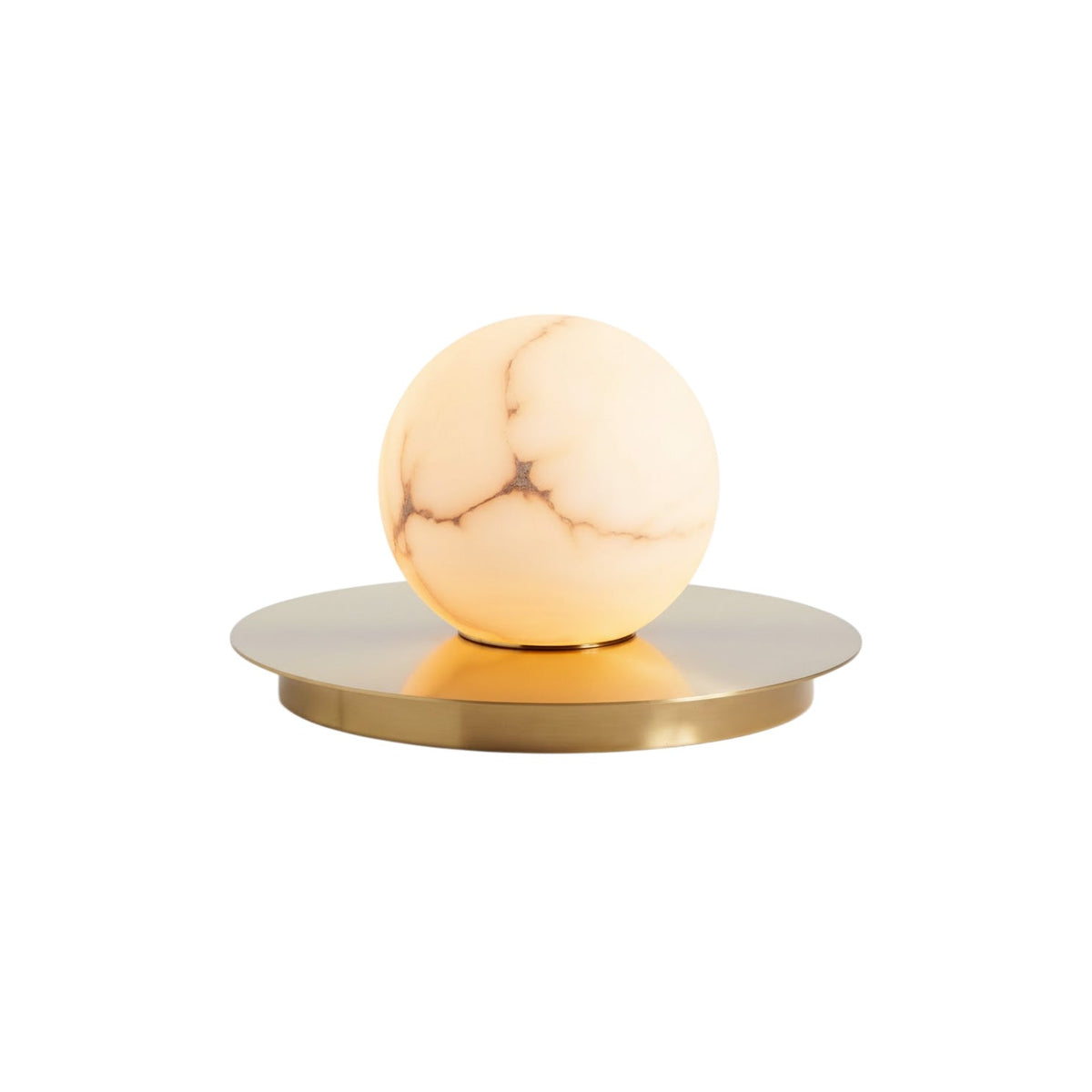 Mini Alabaster Moon Table Lamp - Spherical Natural Alabaster & Brass Accent Light