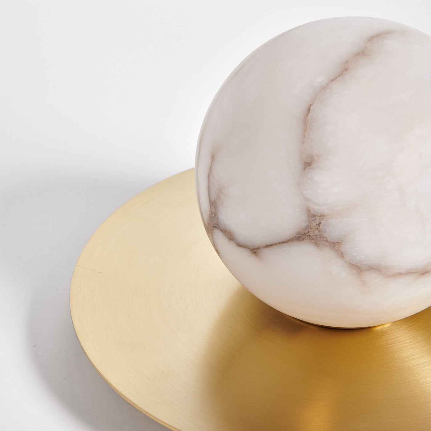 Mini Alabaster Moon Table Lamp - Spherical Natural Alabaster & Brass Accent Light