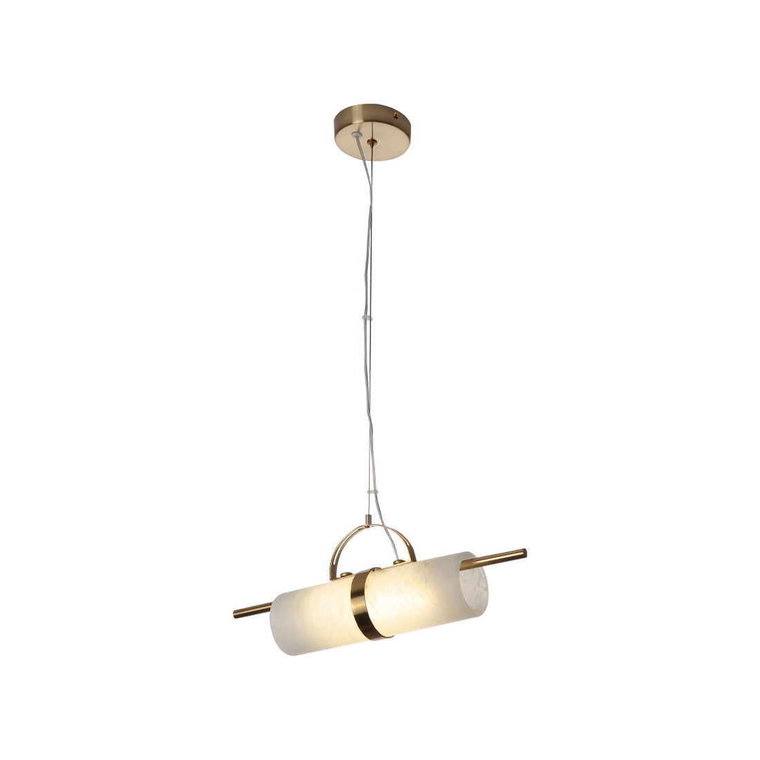Mini Cylindrical Alabaster Pendant Light - Natural Stone LED Bar Light