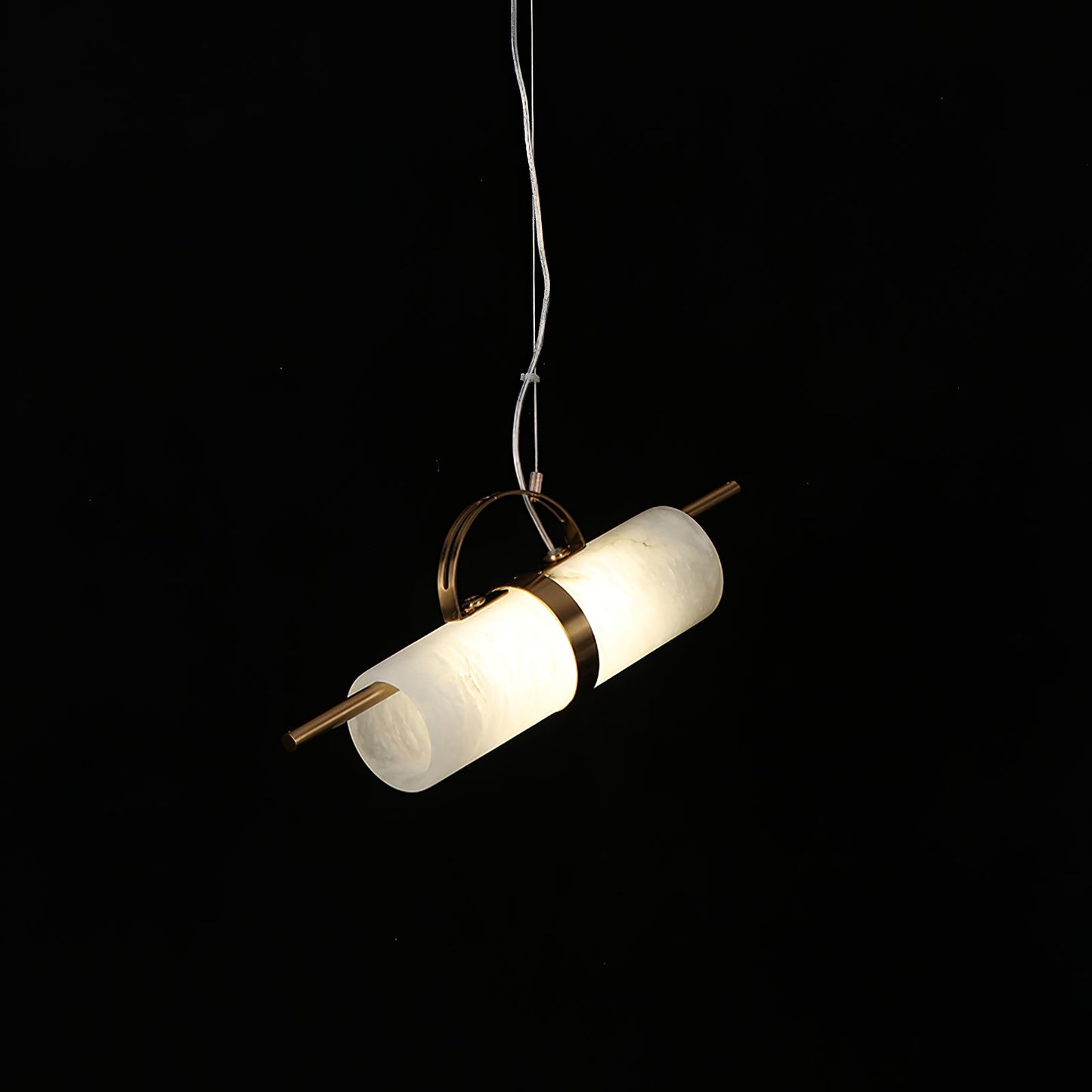 Mini Cylindrical Alabaster Pendant Light - Natural Stone LED Bar Light