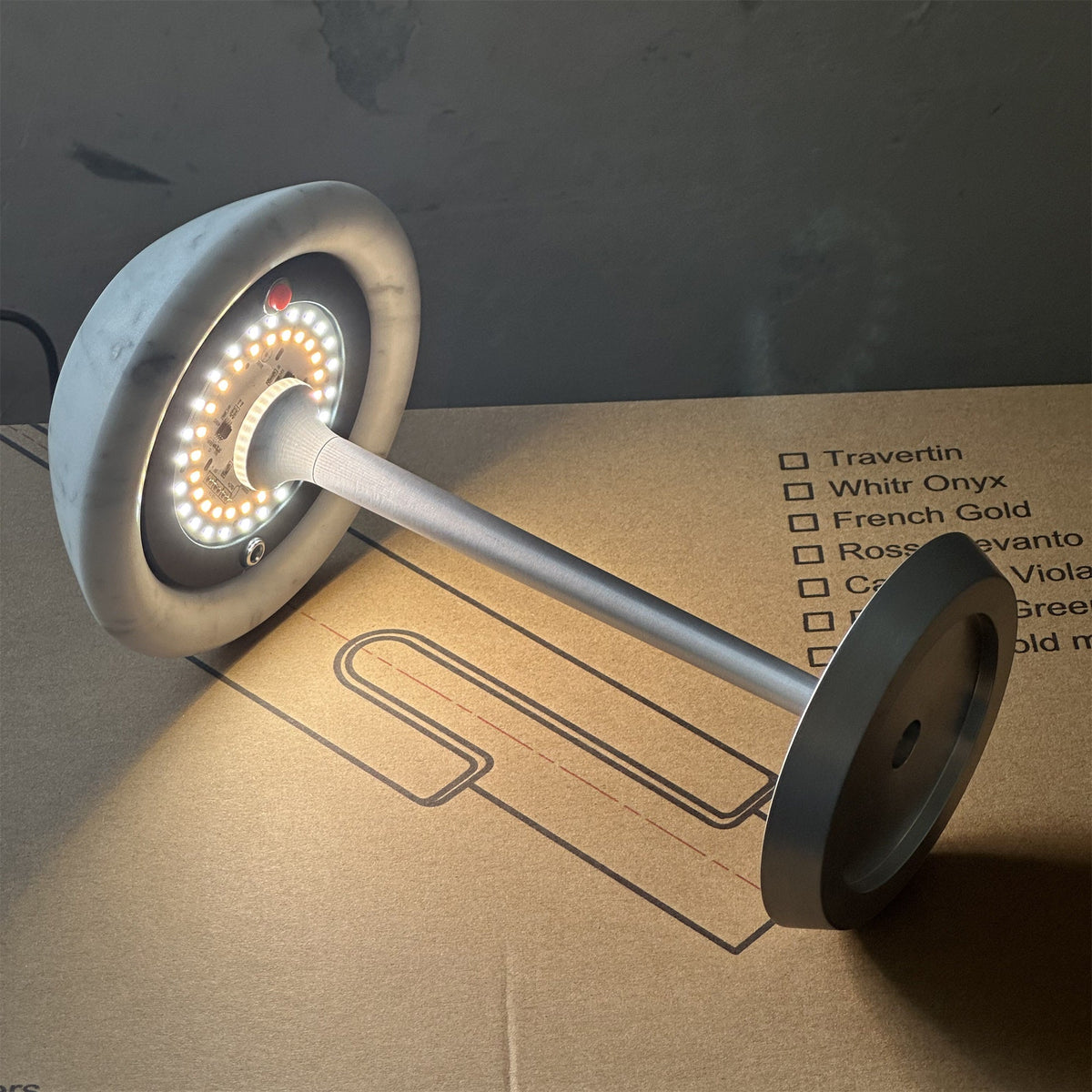 Mini Fiore Cordless Table Lamp - Rechargeable Marble & Aluminium Accent Light
