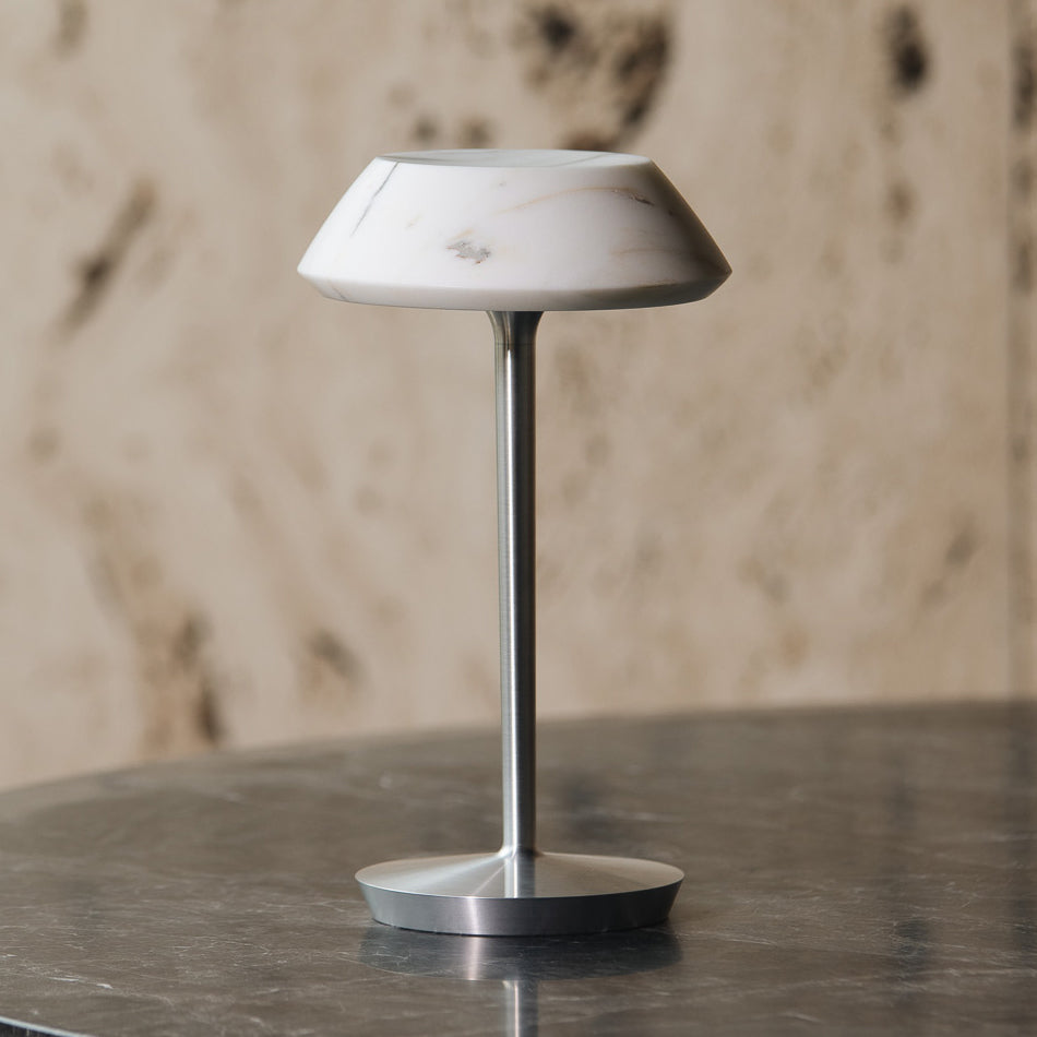 Mini Fiore Cordless Table Lamp - Rechargeable Marble & Aluminium Accent Light
