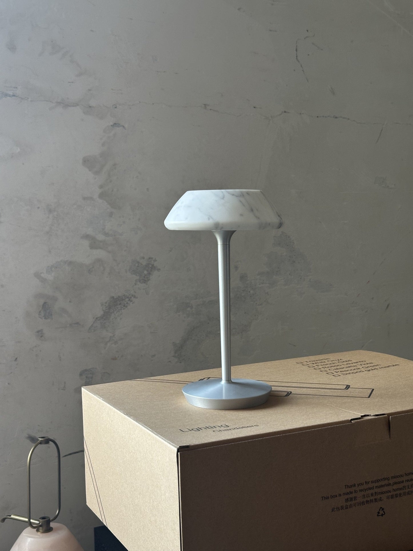 Mini Fiore Cordless Table Lamp - Rechargeable Marble & Aluminium Accent Light