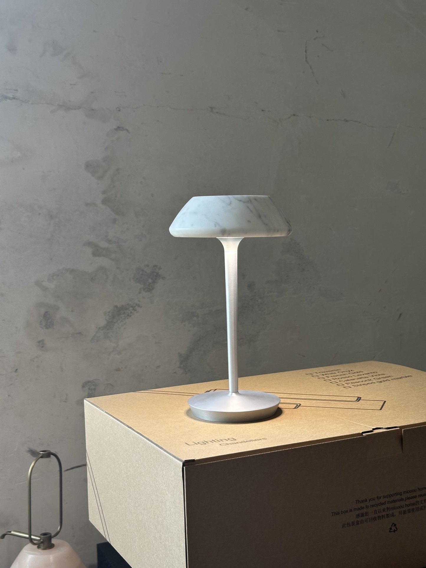 Mini Fiore Cordless Table Lamp - Rechargeable Marble & Aluminium Accent Light