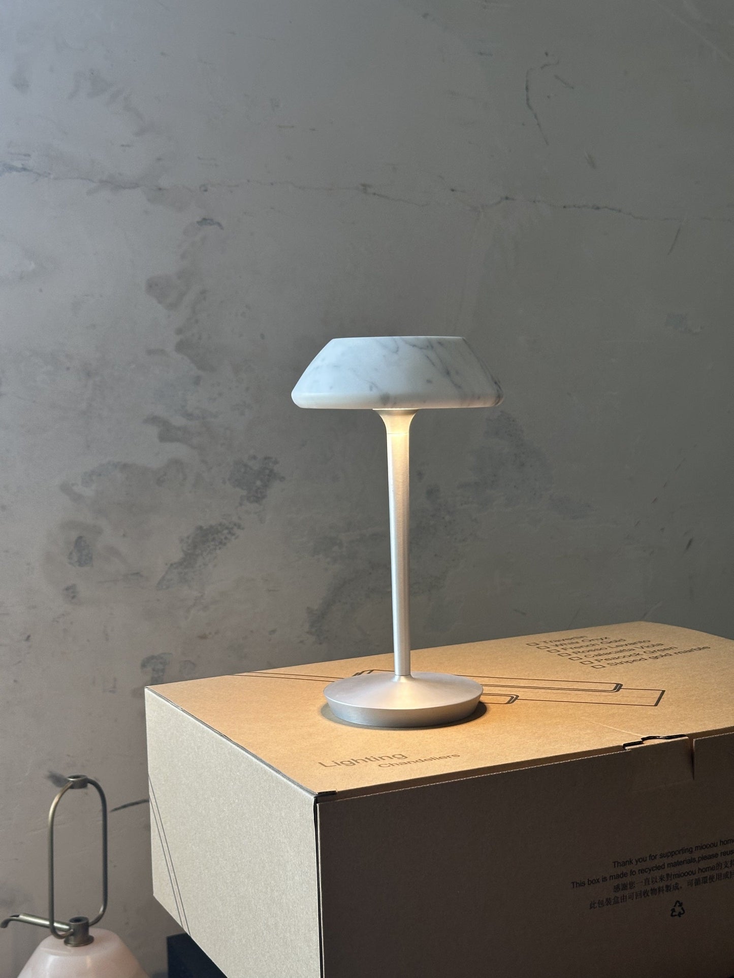 Mini Fiore Cordless Table Lamp - Rechargeable Marble & Aluminium Accent Light