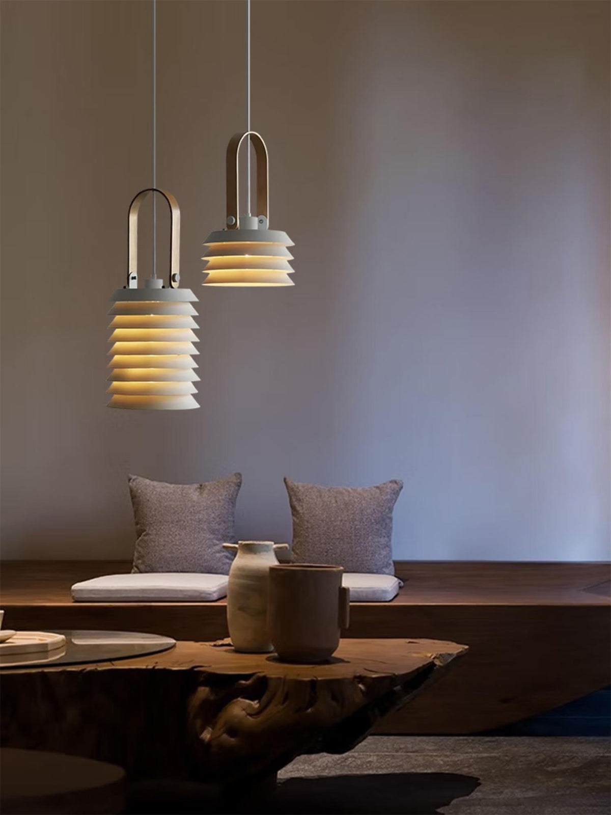 Minimalist Lantern Pendant Lamp - Honeycomb Tiered Metal Disc Light