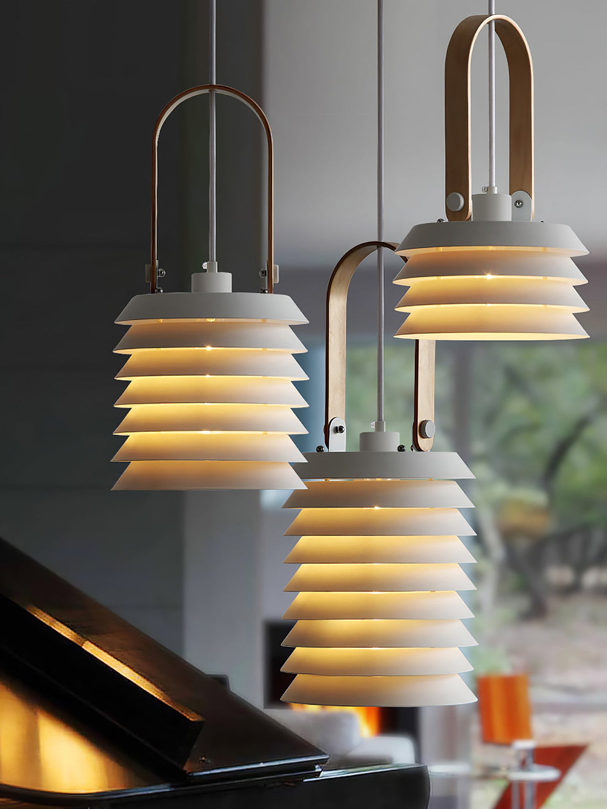 Minimalist Lantern Pendant Lamp - Honeycomb Tiered Metal Disc Light