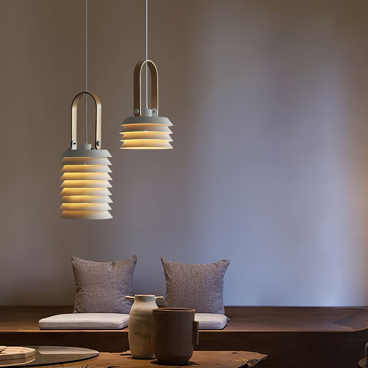 Minimalist Lantern Pendant Lamp - Honeycomb Tiered Metal Disc Light