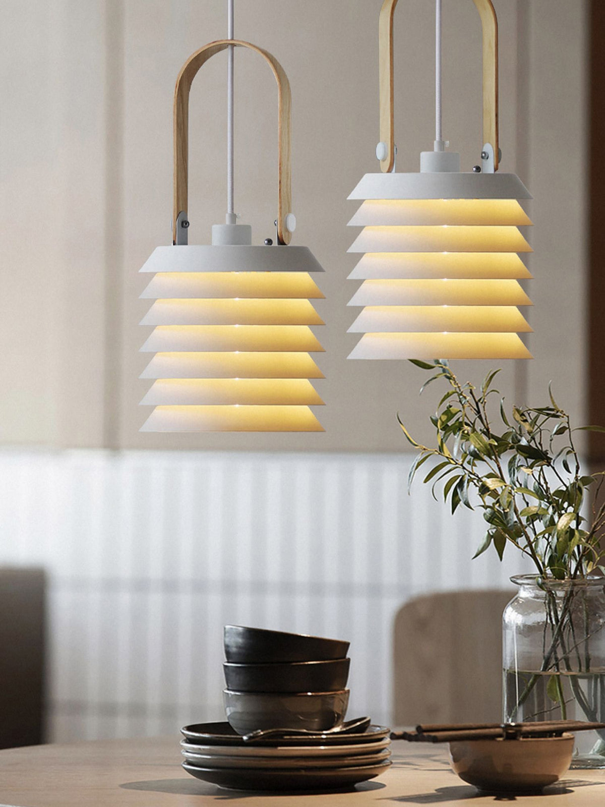 Minimalist Lantern Pendant Lamp - Honeycomb Tiered Metal Disc Light