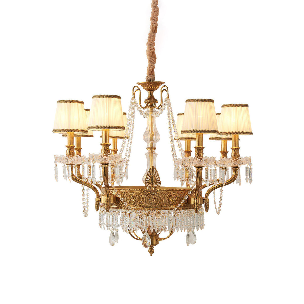 Minka Aston Chandelier - Polished Brass & Prismatic Crystal Candle Pendant