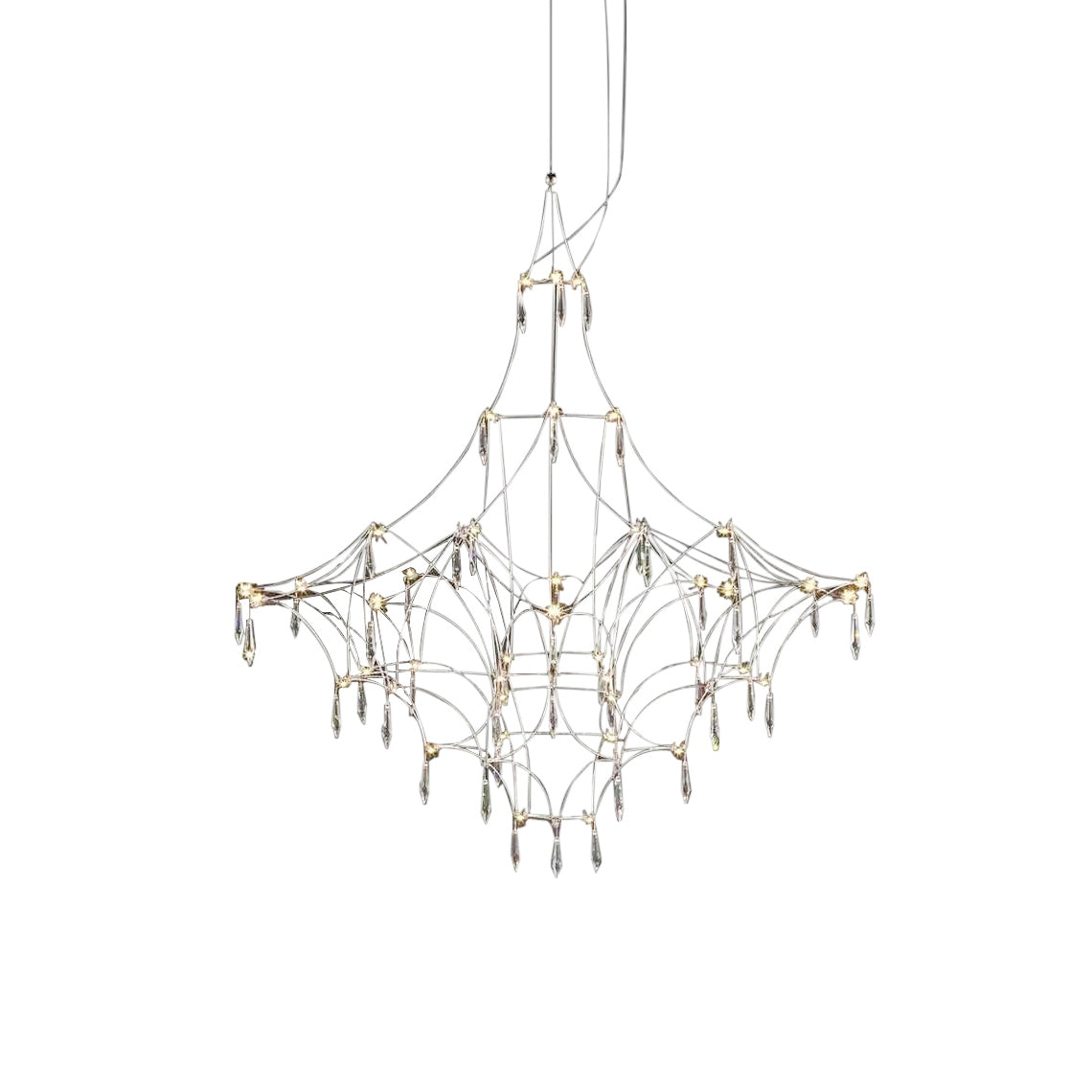 Mira Chandelier - Sparkling Crystal Light Net & Stainless Steel LED Pendant