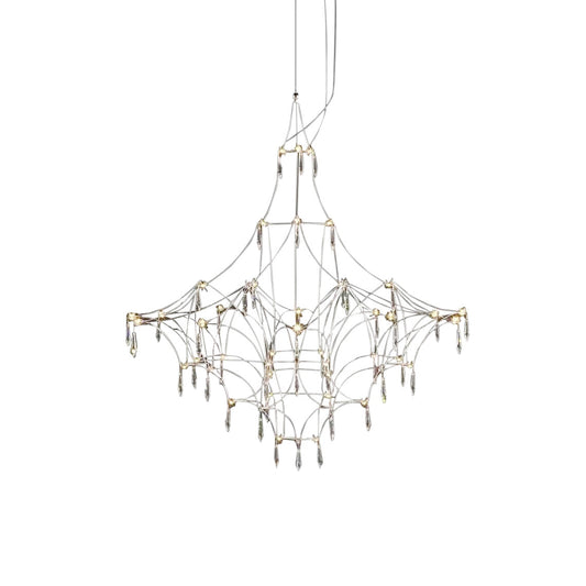 Mira Chandelier - Sparkling Crystal Light Net & Stainless Steel LED Pendant