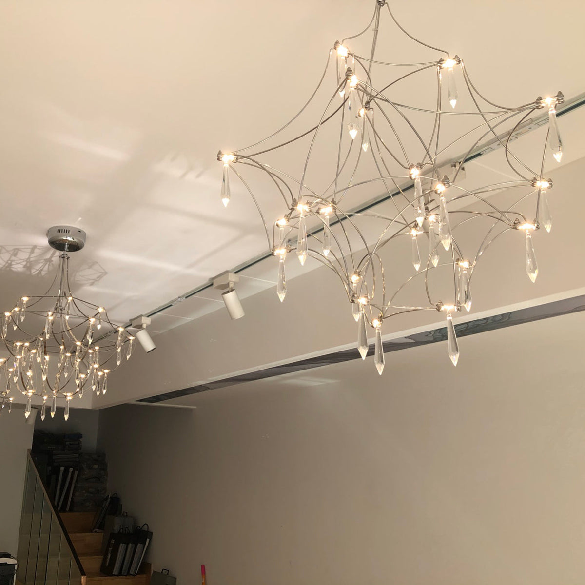 Mira Chandelier - Sparkling Crystal Light Net & Stainless Steel LED Pendant