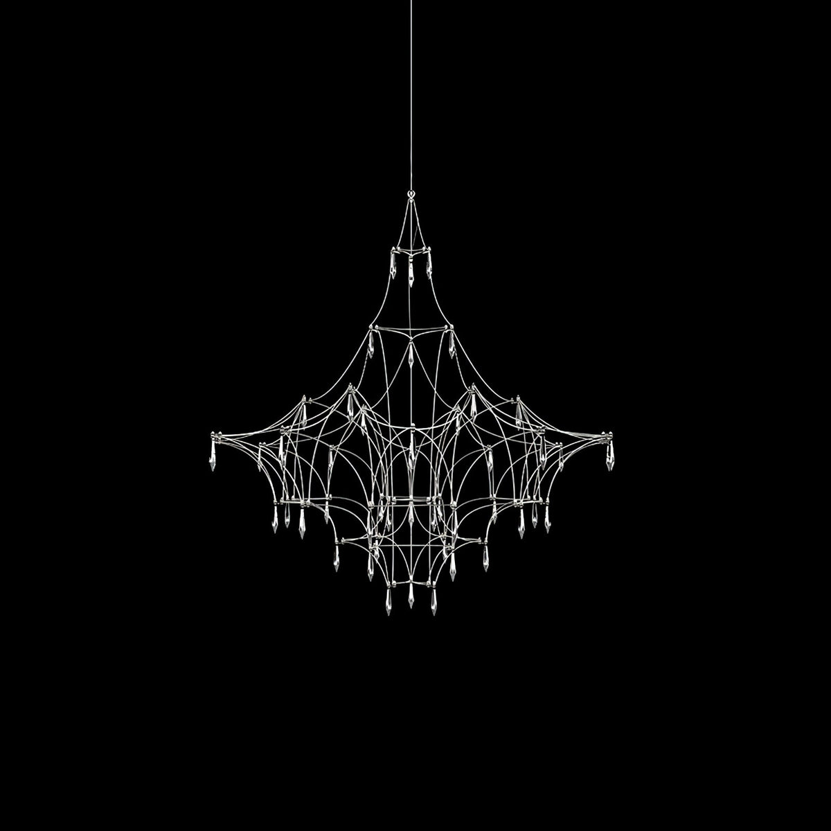 Mira Chandelier - Sparkling Crystal Light Net & Stainless Steel LED Pendant