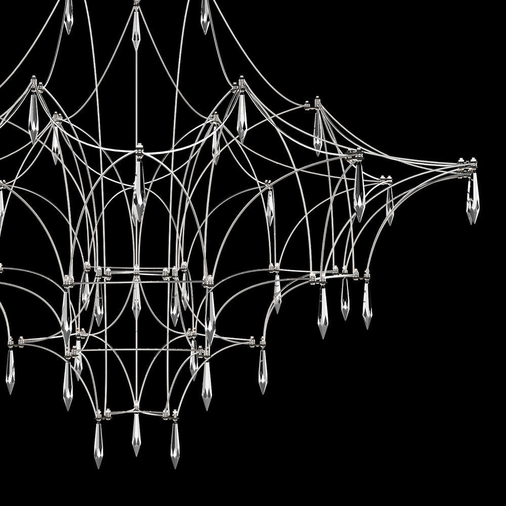 Mira Chandelier - Sparkling Crystal Light Net & Stainless Steel LED Pendant