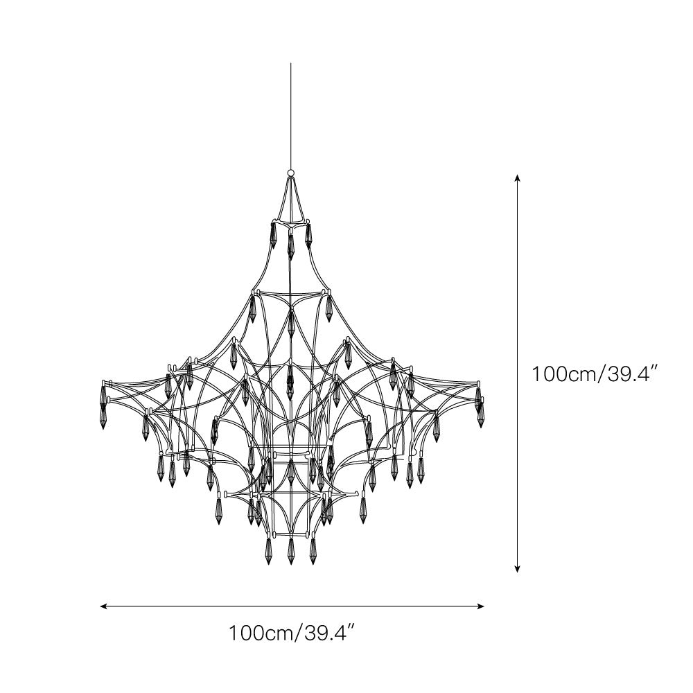 Mira Chandelier - Sparkling Crystal Light Net & Stainless Steel LED Pendant