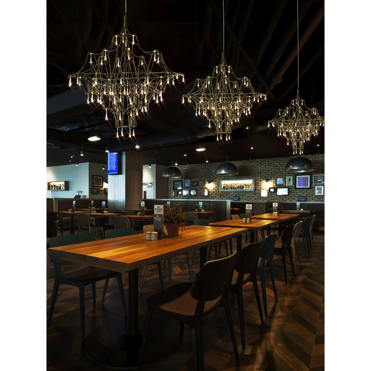 Mira Chandelier - Sparkling Crystal Light Net & Stainless Steel LED Pendant
