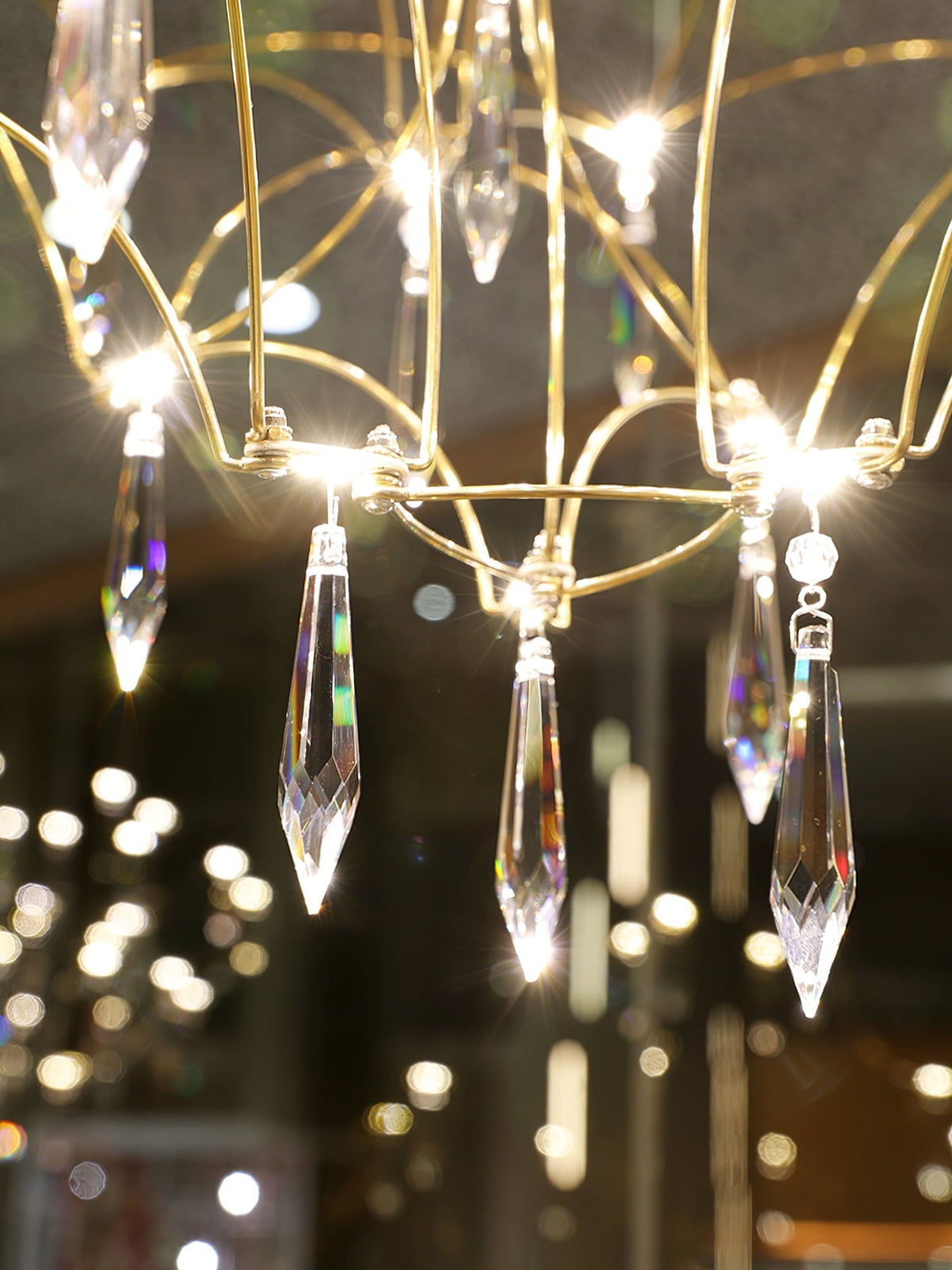 Mira Chandelier - Sparkling Crystal Light Net & Stainless Steel LED Pendant