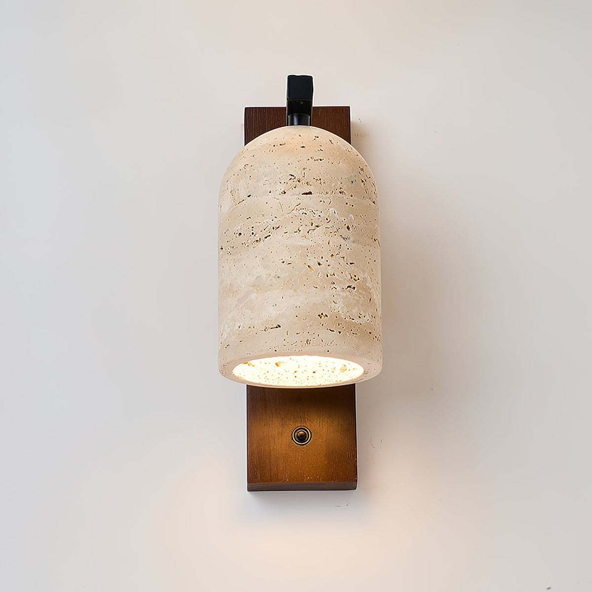 Mirabelle Wall Lamp - Natural Travertine Shade & Solid Wood Sconce