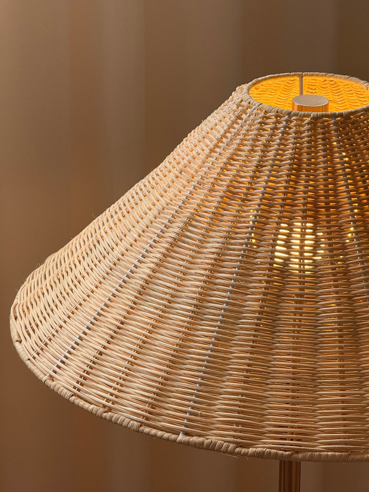 Mission Marble Table Lamp - Pebble Marble Base & Rattan Shade Accent Light