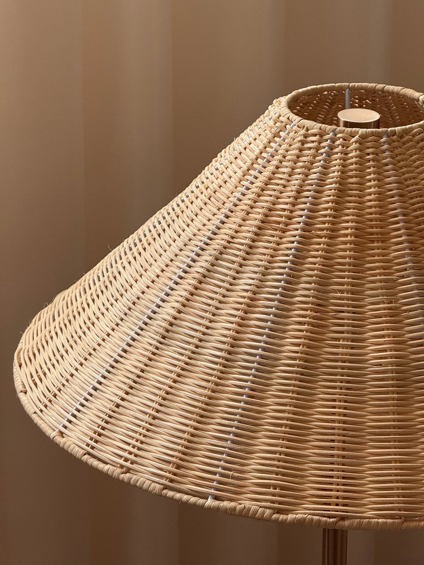 Mission Marble Table Lamp - Pebble Marble Base & Rattan Shade Accent Light