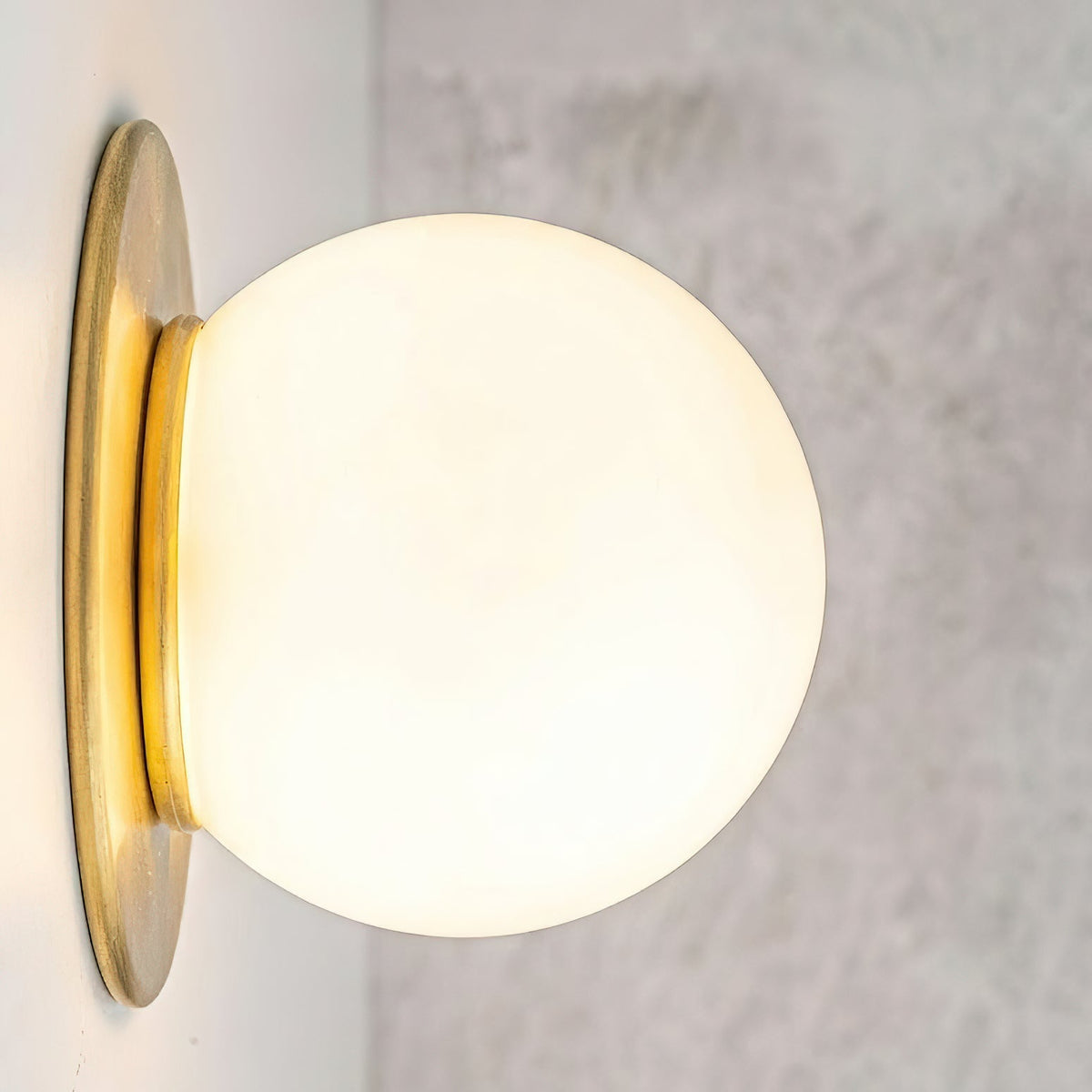 Mitchel Wall Lamp - Minimalist Opal Glass Globe & Brass Sconce