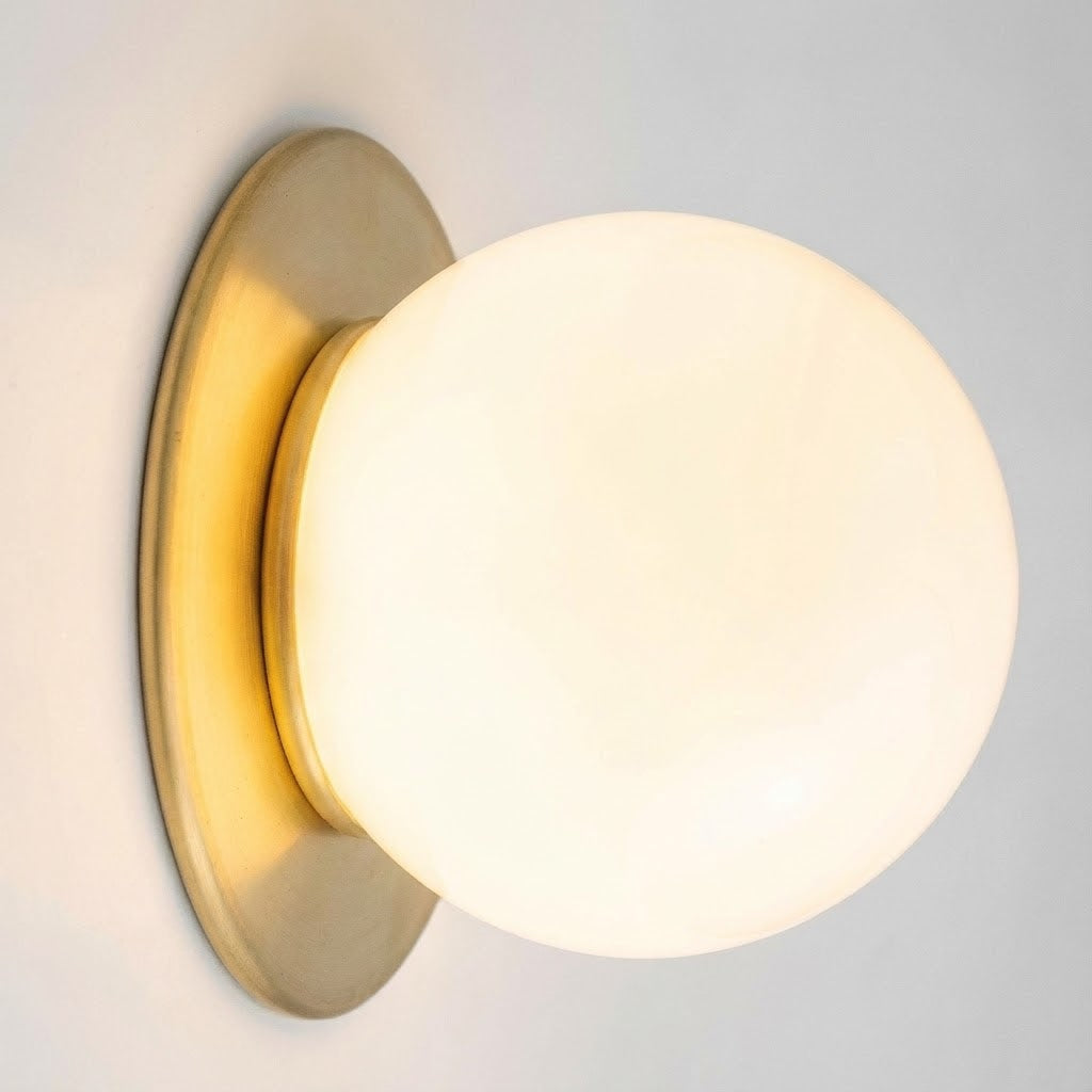Mitchel Wall Lamp - Minimalist Opal Glass Globe & Brass Sconce
