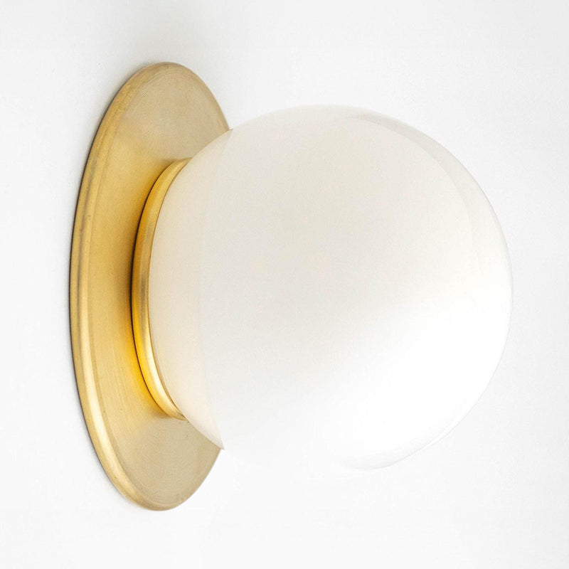 Mitchel Wall Lamp - Minimalist Opal Glass Globe & Brass Sconce