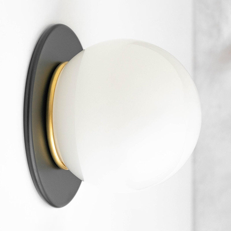 Mitchel Wall Lamp - Minimalist Opal Glass Globe & Brass Sconce