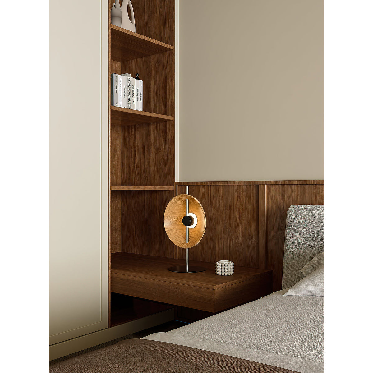 Mito Table Lamp - Minimalist Sculptural Wood & Iron LED Desk Light