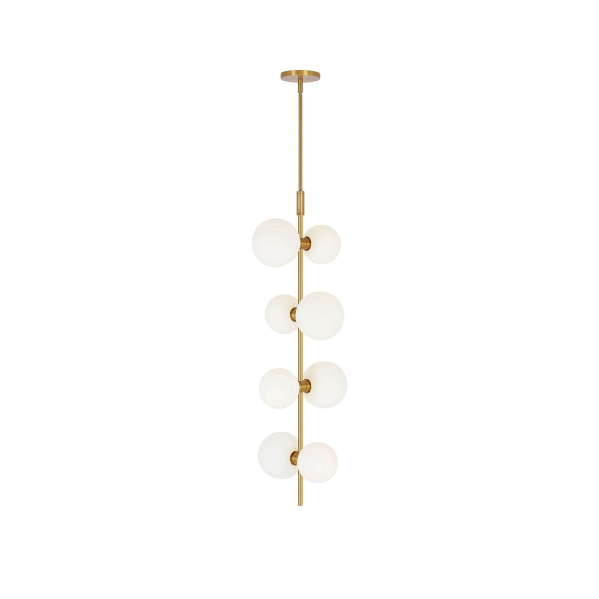 ModernRail Pendant Lamp - Aged Brass & Opal Glass Globe Column Light