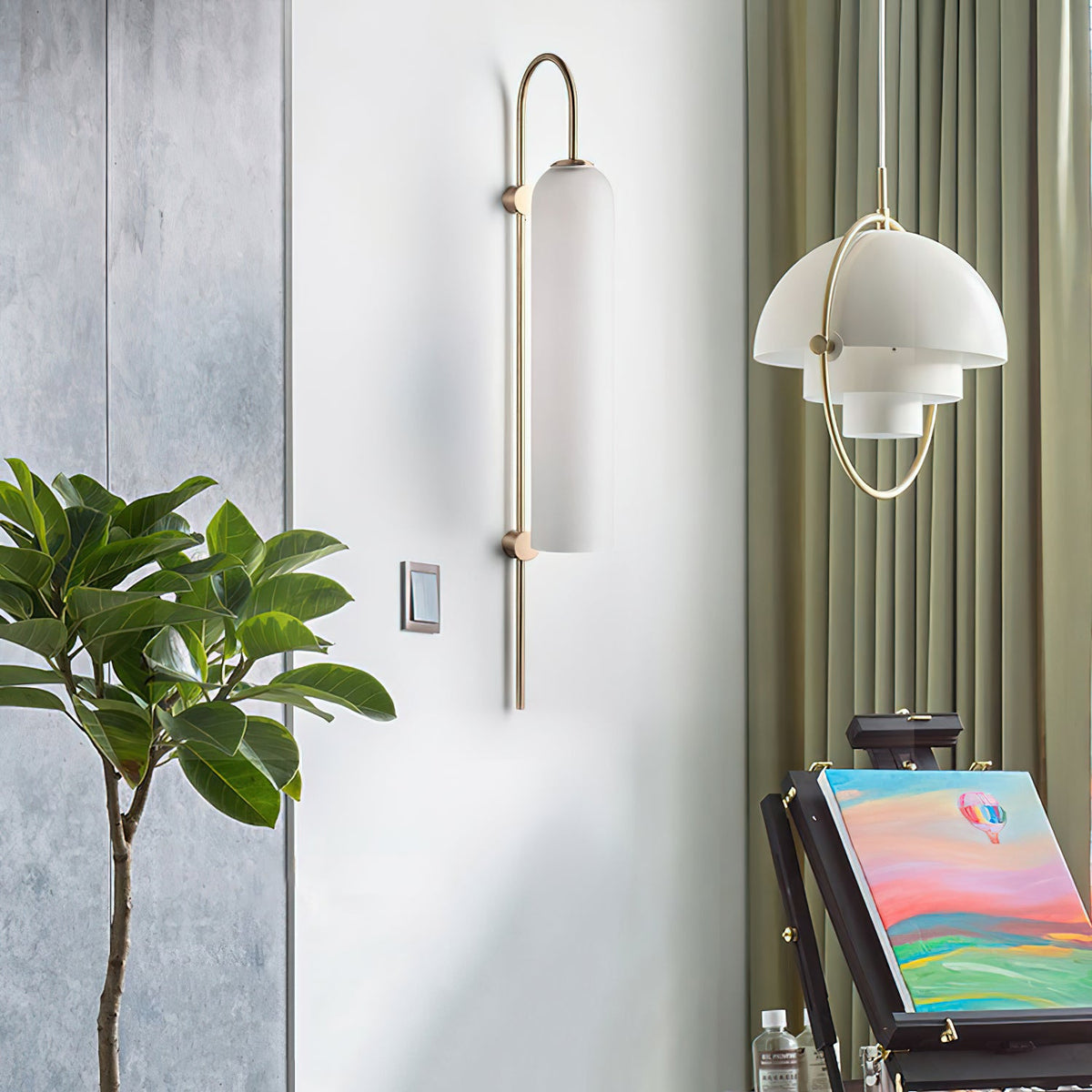 Modern Glass Vertical Wall Lamp - Mouth-Blown Cylindrical Sconce