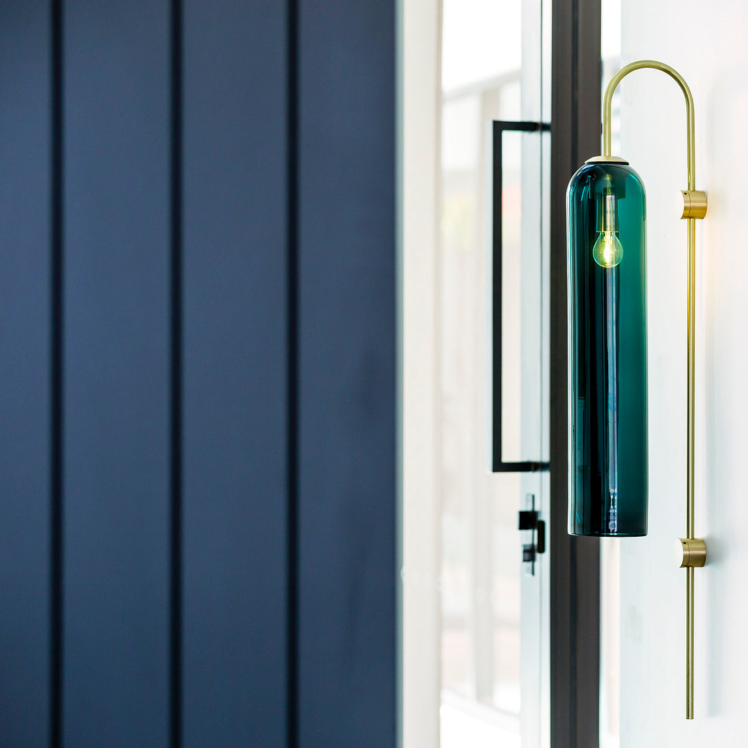 Modern Glass Vertical Wall Lamp - Mouth-Blown Cylindrical Sconce
