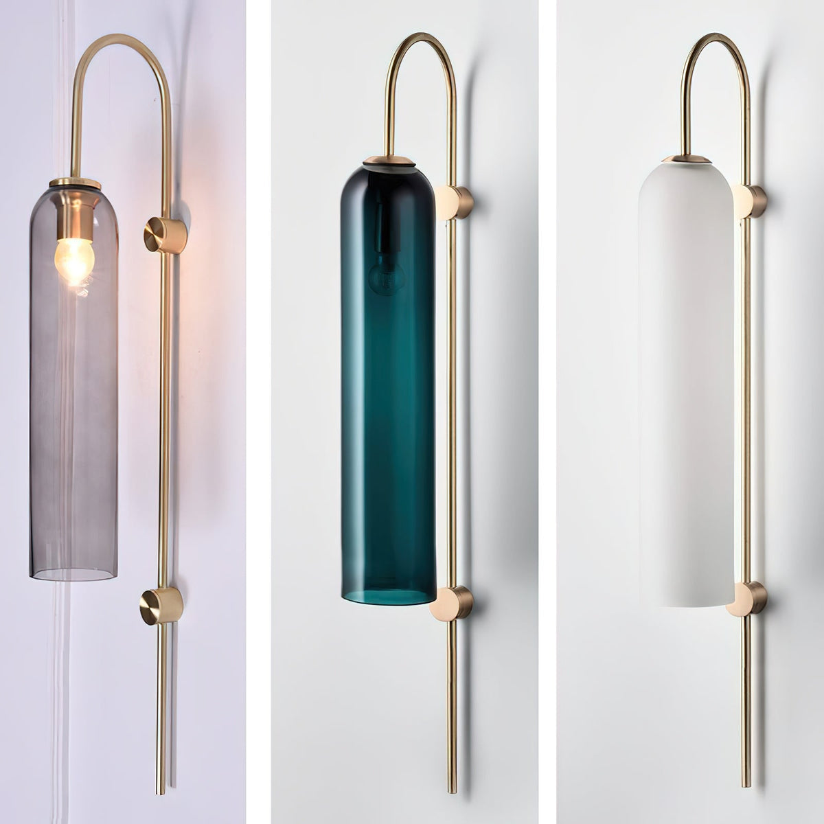 Modern Glass Vertical Wall Lamp - Mouth-Blown Cylindrical Sconce