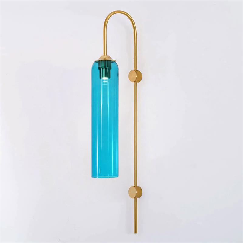 Modern Glass Vertical Wall Lamp - Mouth-Blown Cylindrical Sconce